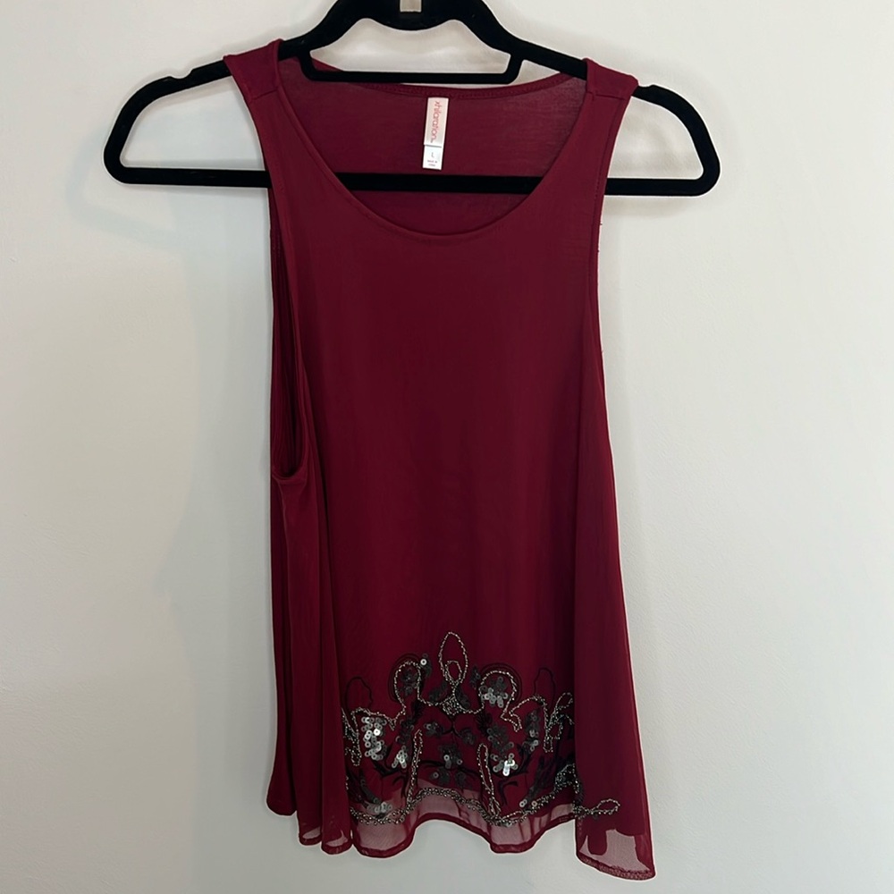Deep Red Beaded Swing Tank Top 🤠